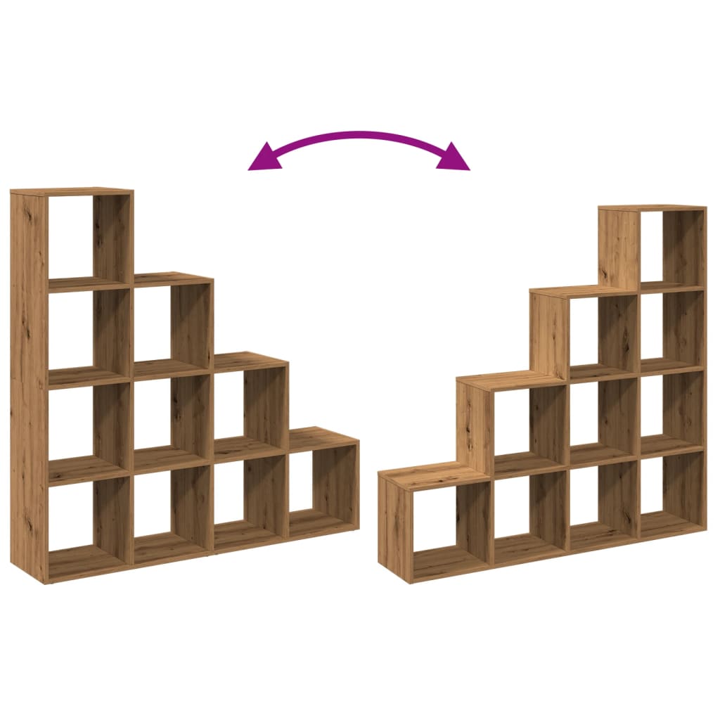 Bokhylla Betonggrå Brun Ek Rumsavdelare 4 hyllor 131,5x29x131,5cm