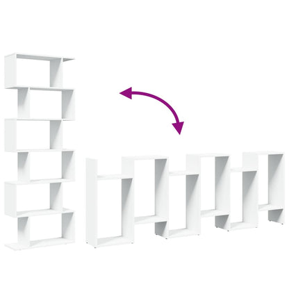 Bokhylla Vit Rumsavdelare 6 hyllor 70x24x193 cm