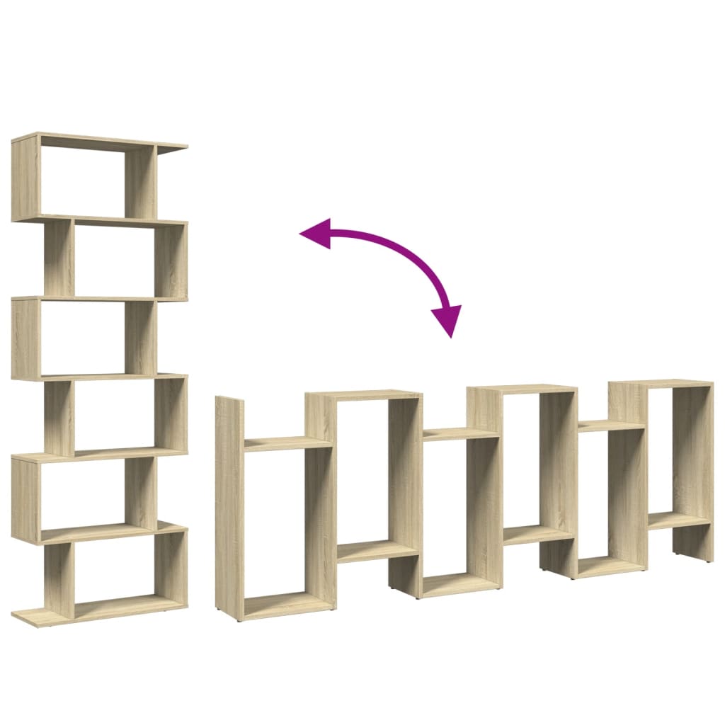 Bokhylla Sonoma Ek 6 hyllor 70x24x193 cm
