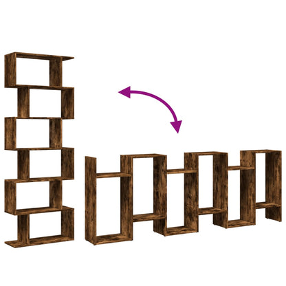 Bokhylla Rökfärgad Ek 6 hyllplan 70x24x193 cm