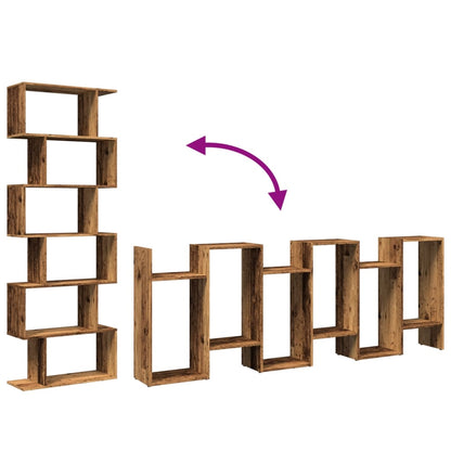 Bokhylla Åldrat Trä 6 hyllor 70x24x193 cm