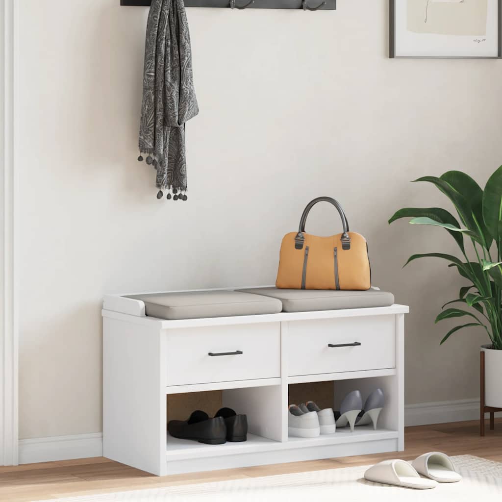 Hallbänk SANDNES Vit 87x40x50 cm massiv Trä furu