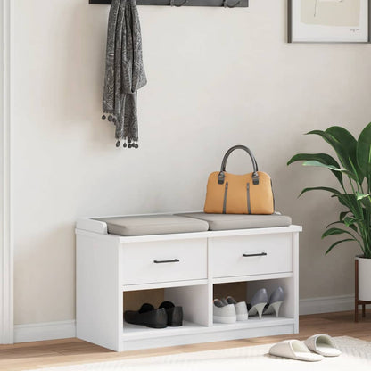 Hallbänk SANDNES Vit 87x40x50 cm massiv Trä furu