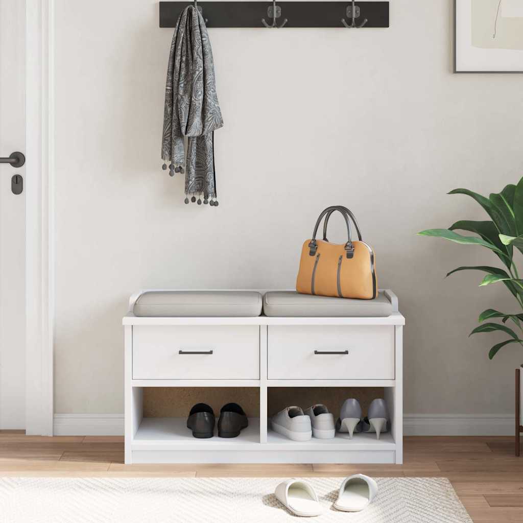 Hallbänk SANDNES Vit 87x40x50 cm massiv Trä furu