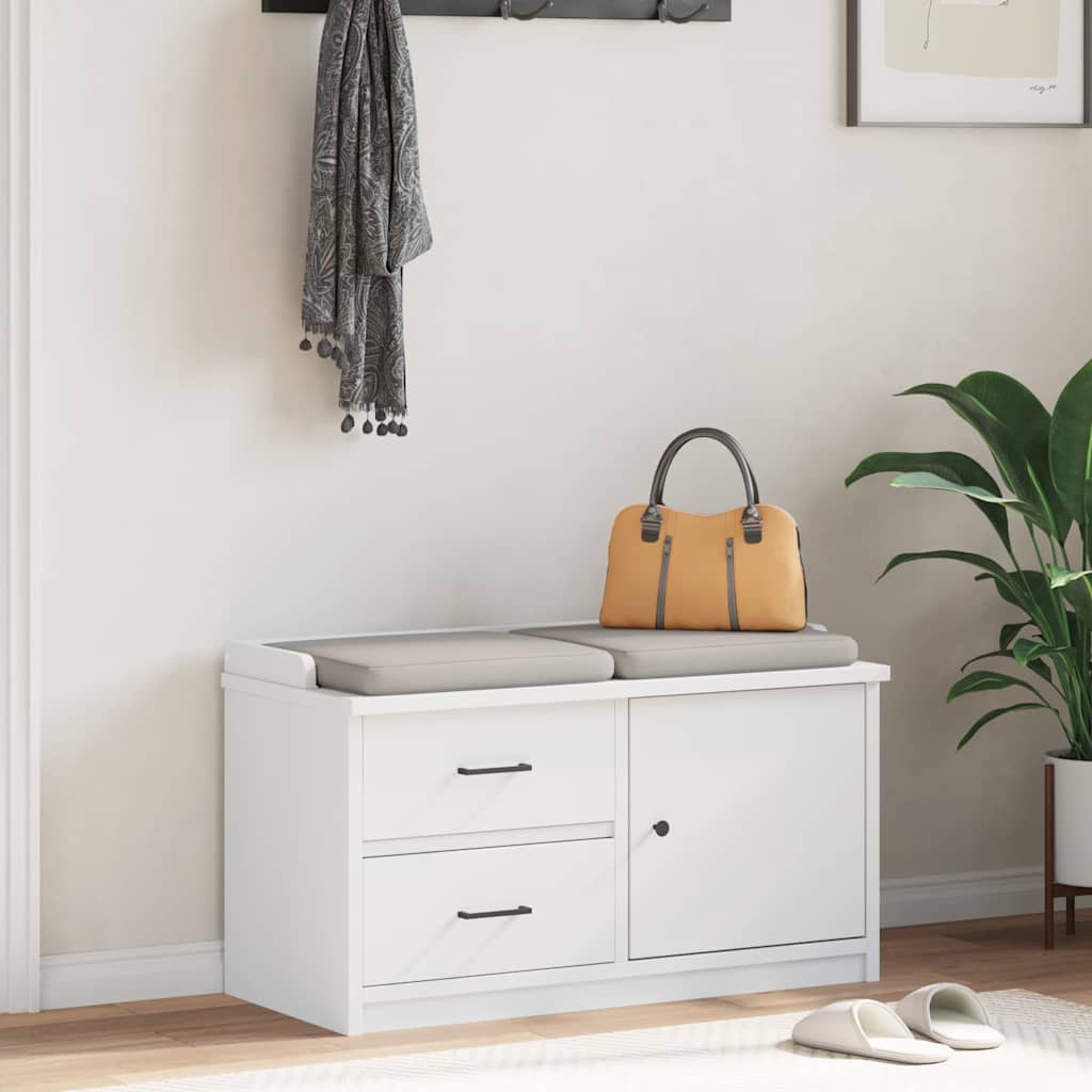 Hallbänk SANDNES Vit 87x40x50 cm massiv Trä furu