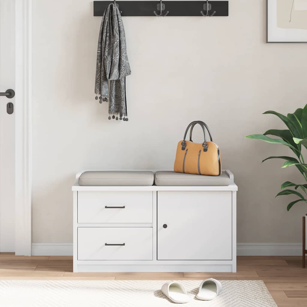 Hallbänk SANDNES Vit 87x40x50 cm massiv Trä furu