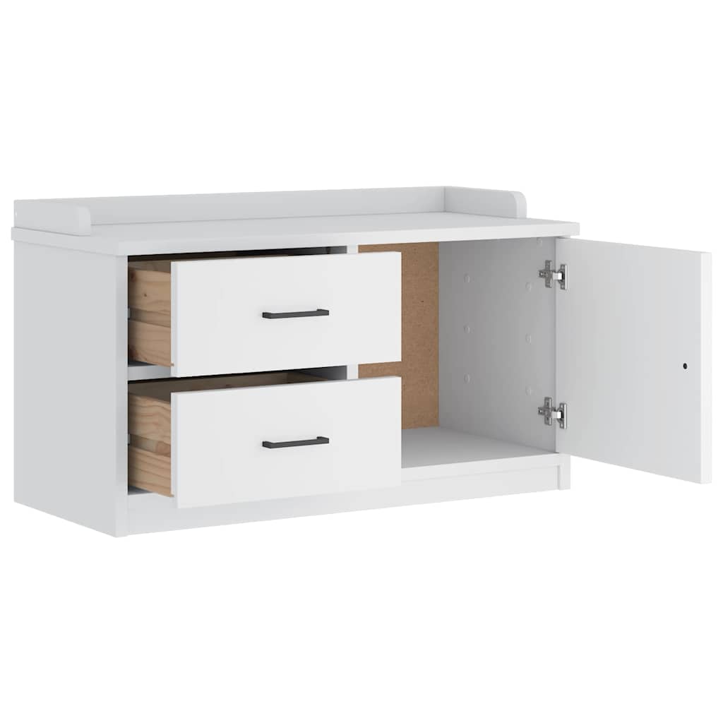 Hallbänk SANDNES Vit 87x40x50 cm massiv Trä furu