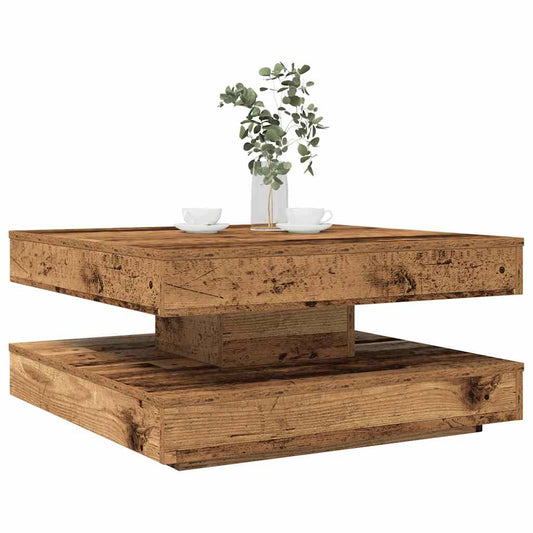 Soffbord Åldrat Trä 360 grader vridbart 70x70x34,5 cm