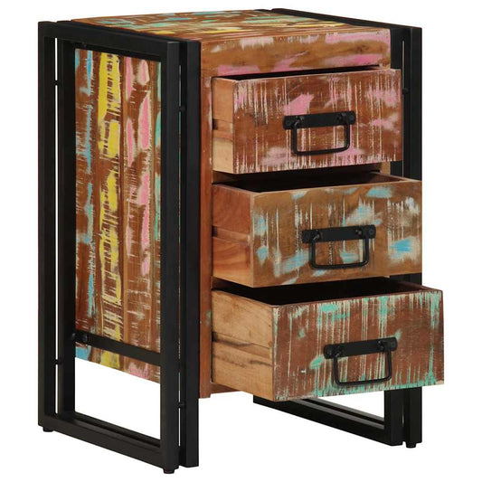 Sängbord Nattduksbord Trä med låda 40 x 40 x 59 cm Solid återvunnen trä