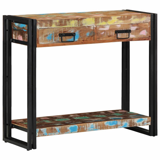 Avlastningsbord Konsollbord Trä Flerfärgsdesign 90 x 33 x 75 cm Solid återvunnen trä
