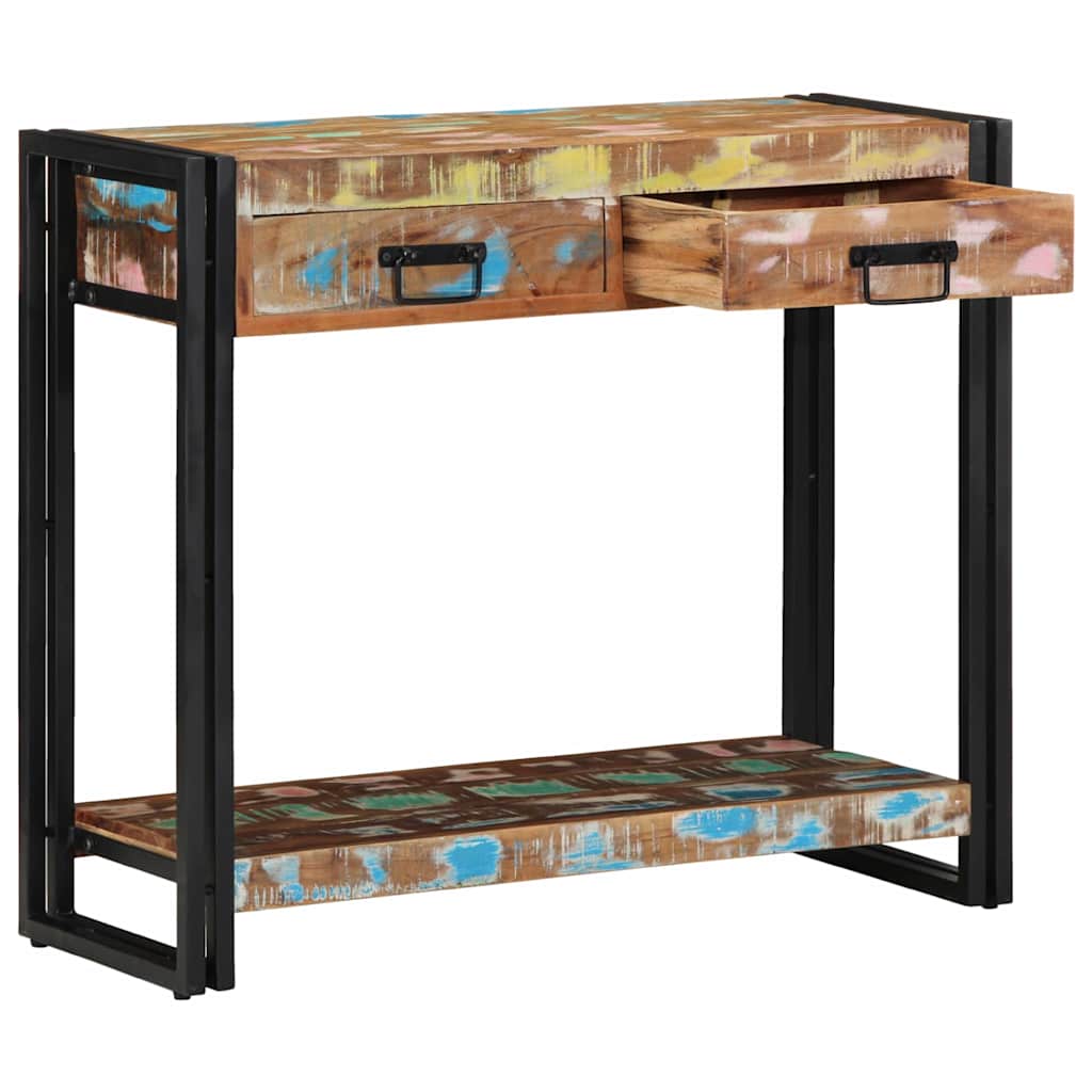 Avlastningsbord Konsollbord Trä Flerfärgsdesign 90 x 33 x 75 cm Solid återvunnen trä