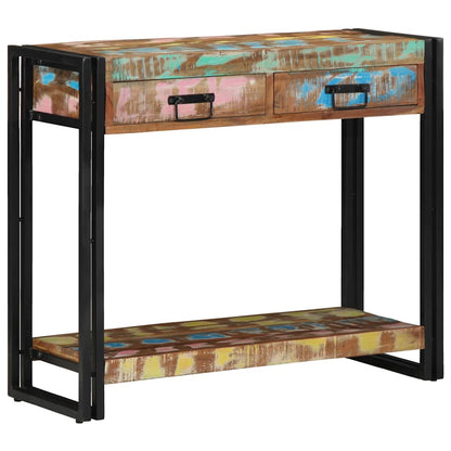 Avlastningsbord Konsollbord Trä Flerfärgsdesign 90 x 33 x 75 cm Solid återvunnen trä