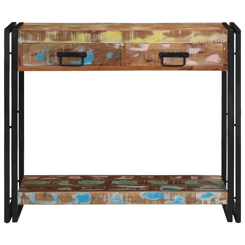 Avlastningsbord Konsollbord Trä Flerfärgsdesign 90 x 33 x 75 cm Solid återvunnen trä