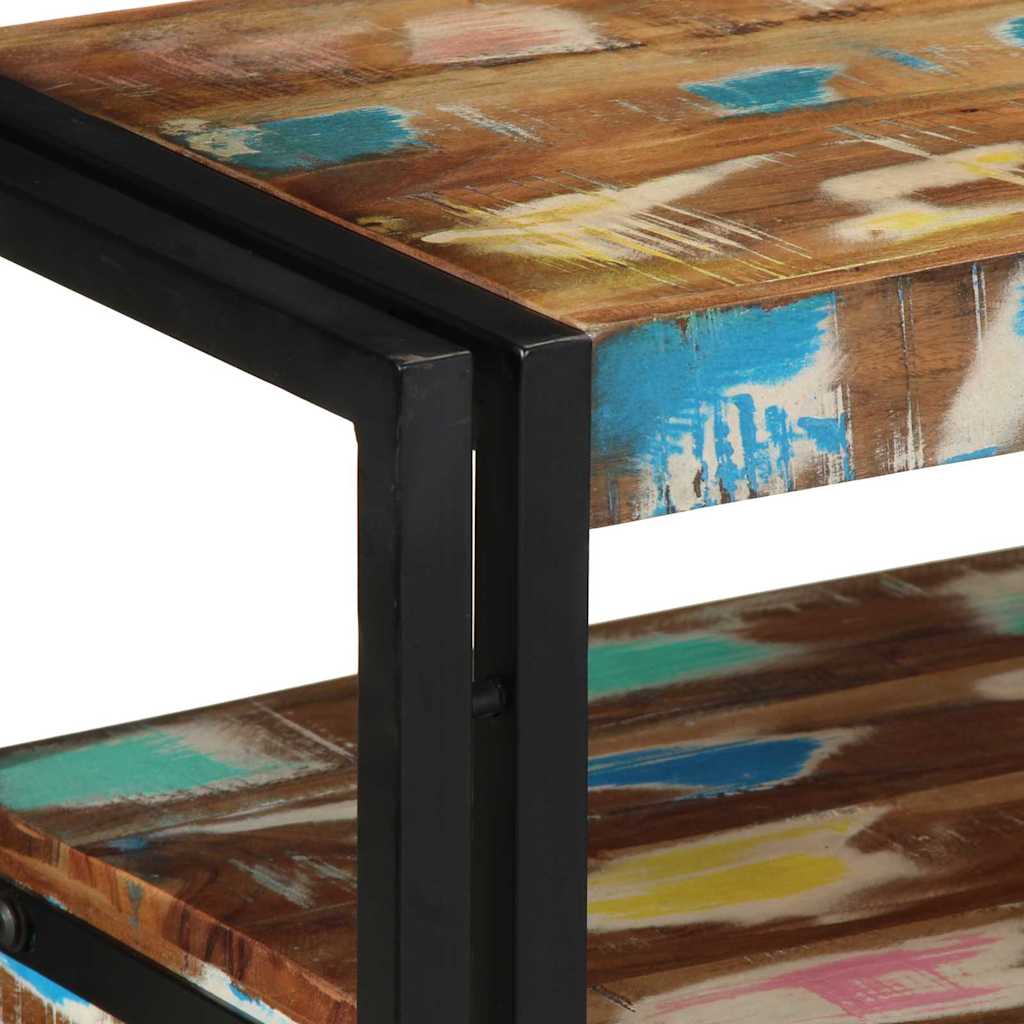 Avlastningsbord Konsollbord Trä Flerfärgsdesign 90 x 33 x 75 cm Solid återvunnen trä
