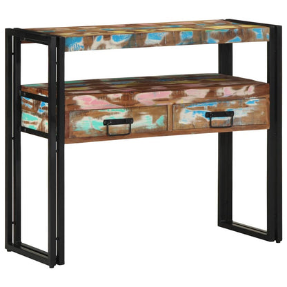 Avlastningsbord Konsollbord Trä Flerfärgsdesign 90 x 33 x 75 cm Solid återvunnen trä