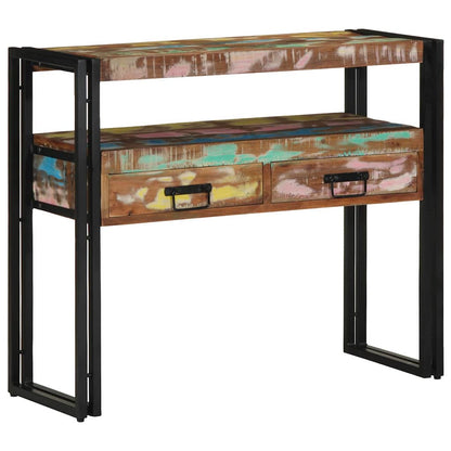 Avlastningsbord Konsollbord Trä Flerfärgsdesign 90 x 33 x 75 cm Solid återvunnen trä
