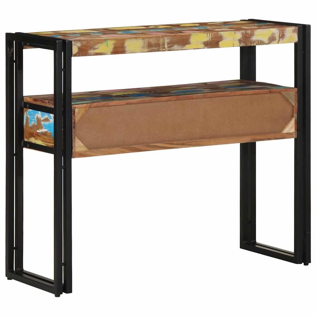 Avlastningsbord Konsollbord Trä Flerfärgsdesign 90 x 33 x 75 cm Solid återvunnen trä