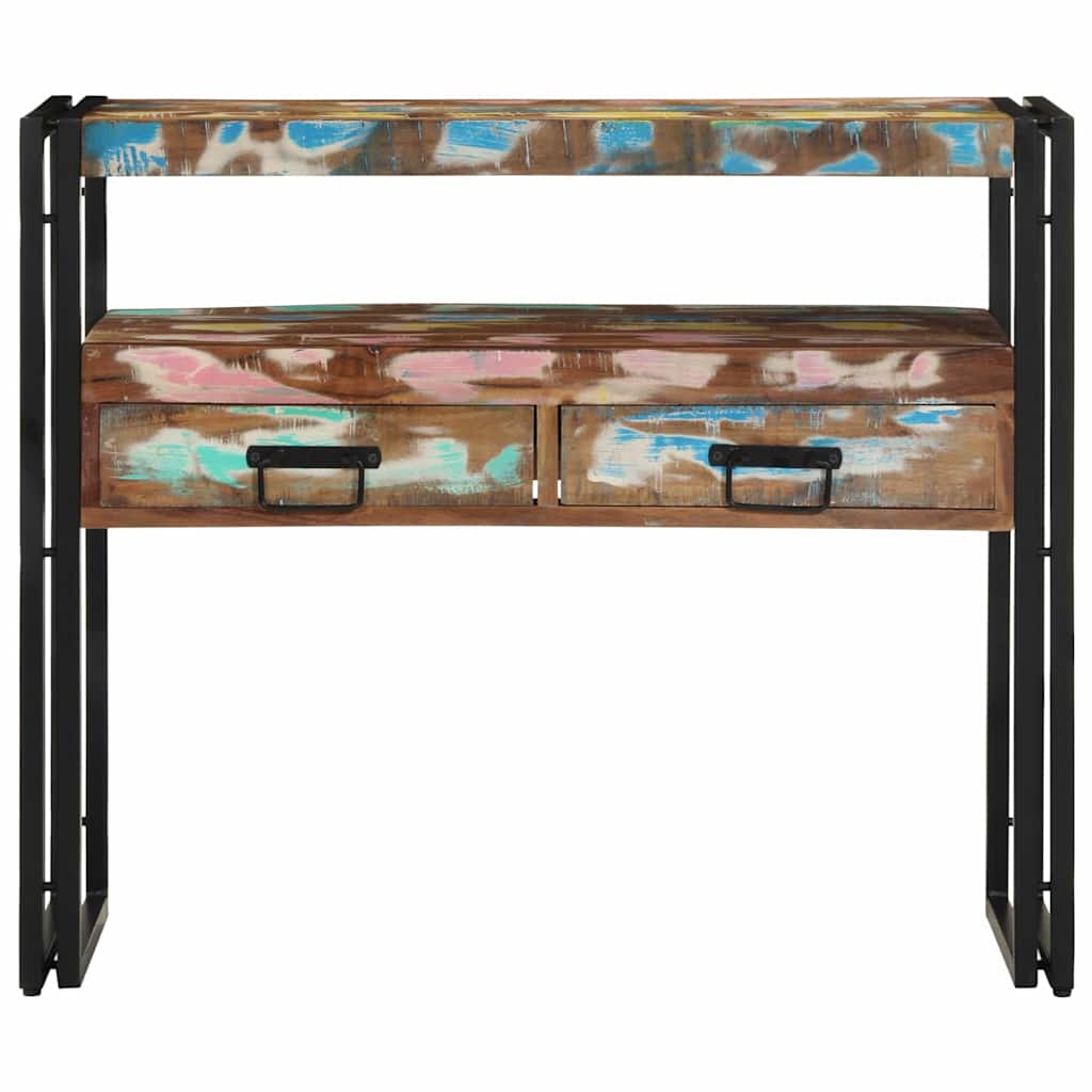 Avlastningsbord Konsollbord Trä Flerfärgsdesign 90 x 33 x 75 cm Solid återvunnen trä