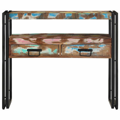 Avlastningsbord Konsollbord Trä Flerfärgsdesign 90 x 33 x 75 cm Solid återvunnen trä