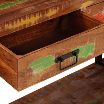 Avlastningsbord Konsollbord Trä 2 pcs Flerfärgsdesign Massivt återvunnet trä