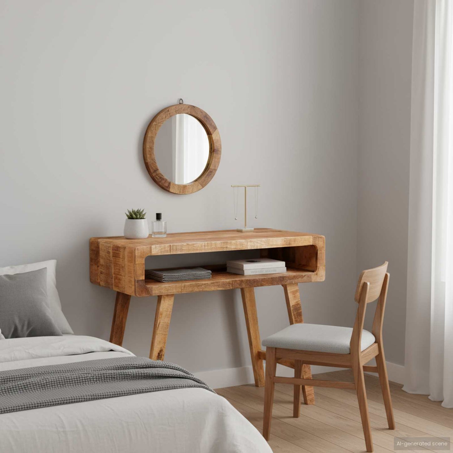 Smyckebord med hylla Brun 90 x 76 x 45 cm massivt mangoträ