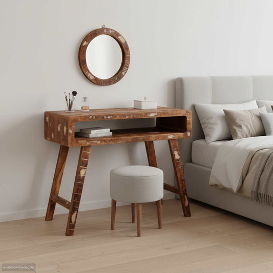 Smyckebord med hylla Brun 90 x 76 x 45 cm Solid återvunnet trä