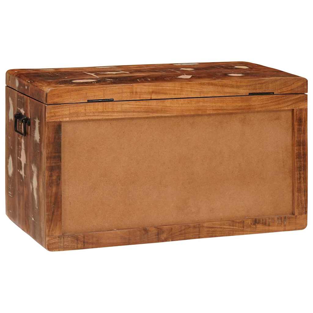 Förvaringskista med lås Flerfärgsdesign massivt återvunnet trä