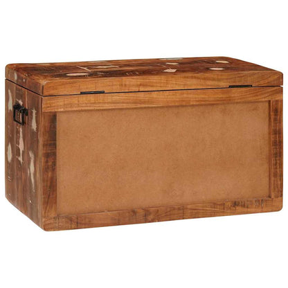 Förvaringskista med lås Flerfärgsdesign massivt återvunnet trä