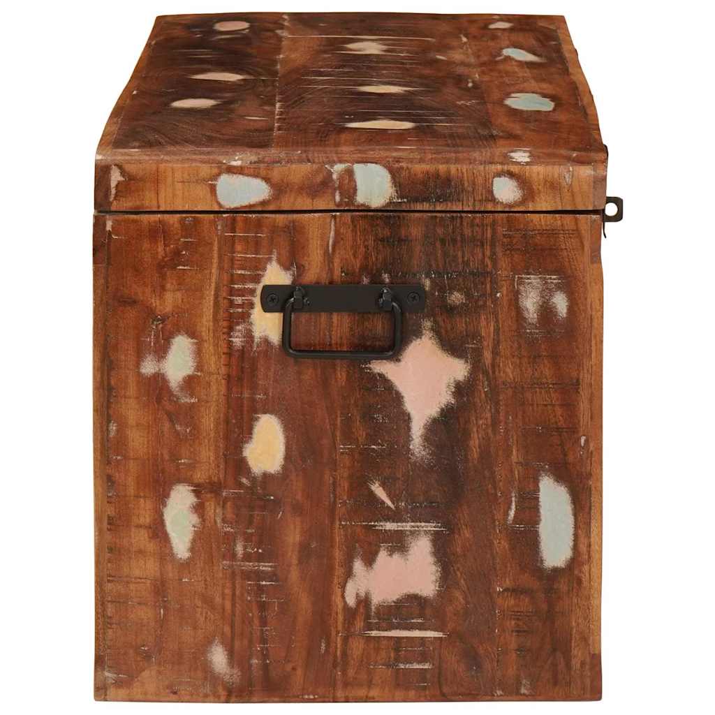 Förvaringskista med lås Flerfärgsdesign massivt återvunnet trä