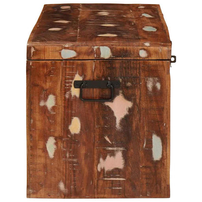 Förvaringskista med lås Flerfärgsdesign massivt återvunnet trä