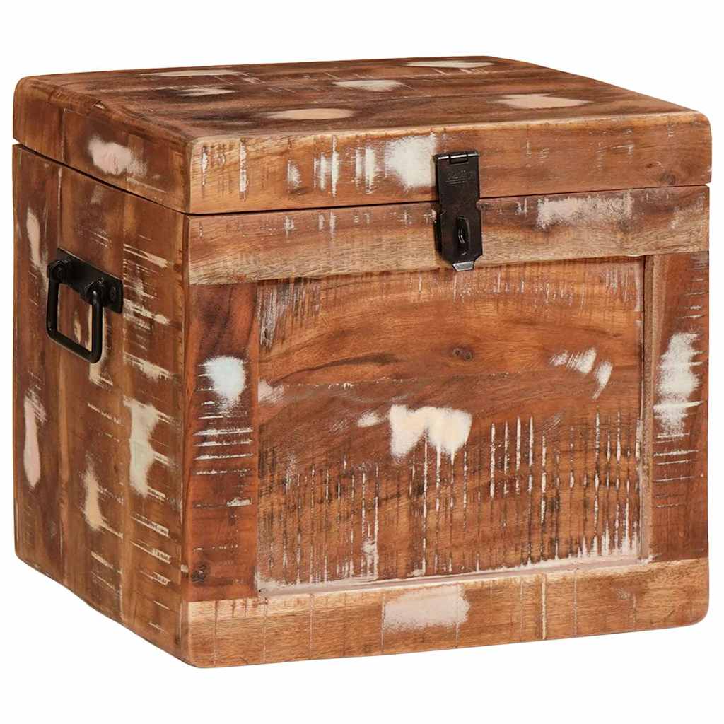 Förvaringskista med lås Flerfärgsdesign massivt återvunnet trä