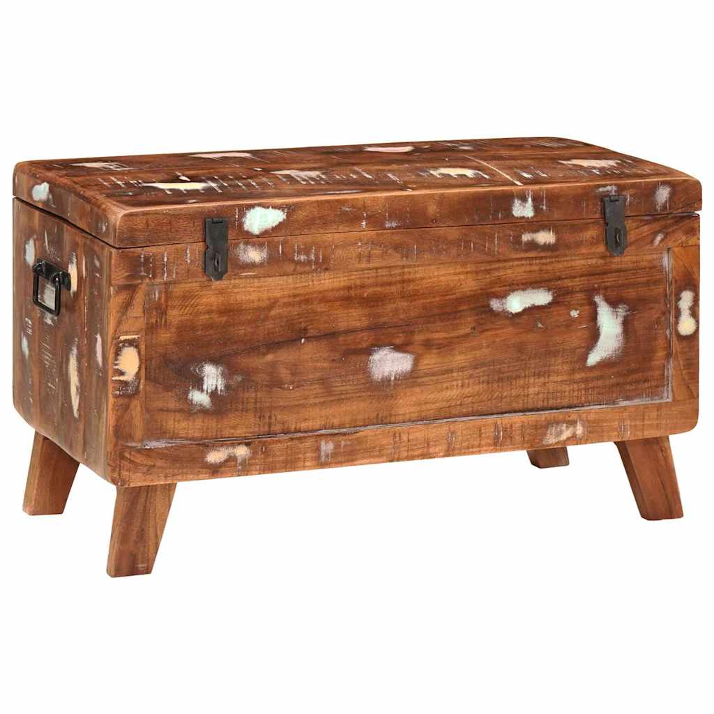 Förvaringskista med lås 70 x 35 x 40 cm massivt återvunnet trä