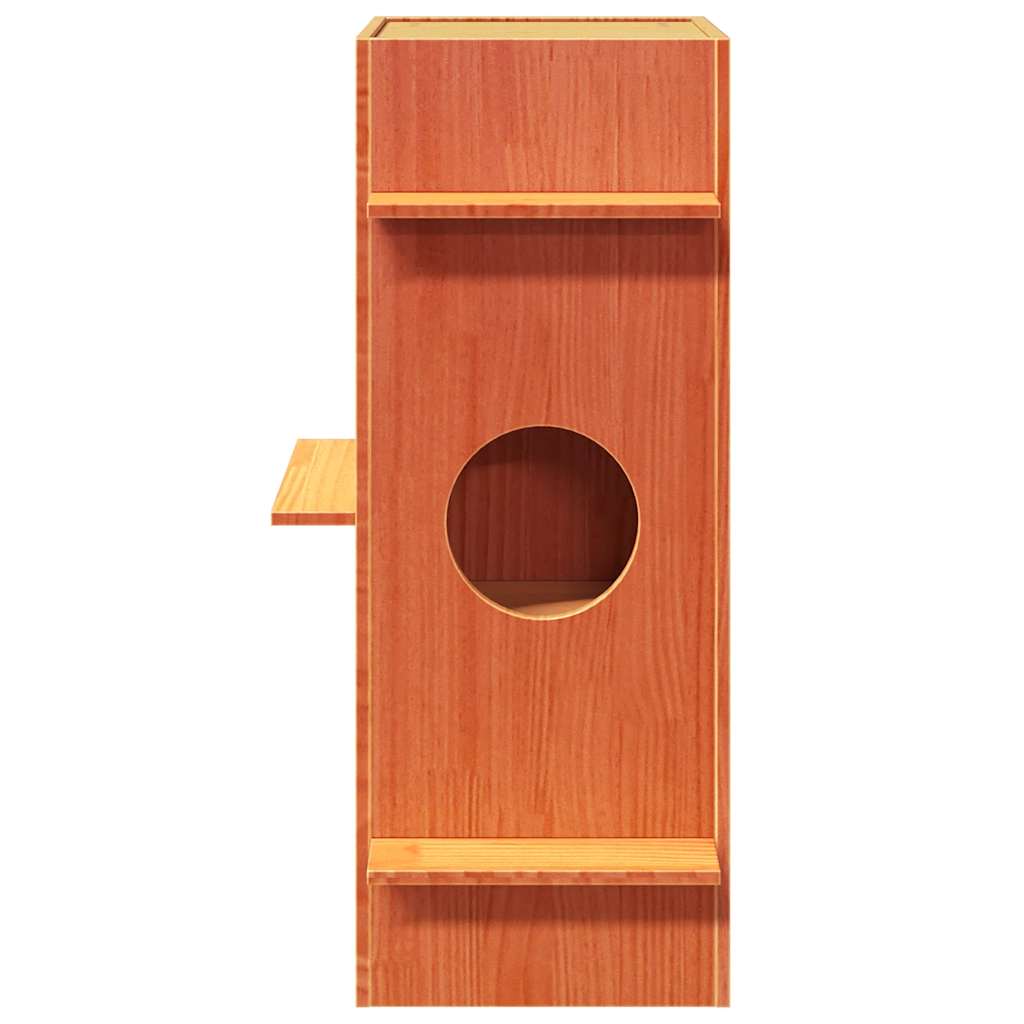 Kattmöbel Katthus vaxbrun 43x43x90 cm massiv furu