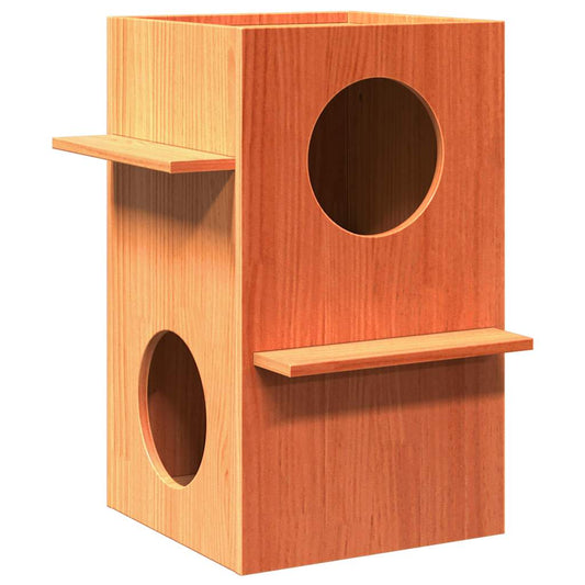 Kattmöbel Katthus vaxbrun 43x43x60 cm massiv furu
