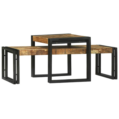 Soffbord Brun 2 pcs 48 x 40 x 40 cm massivt mangoträ