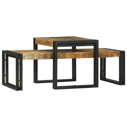 Soffbord Brun 2 pcs 48 x 40 x 40 cm massivt mangoträ