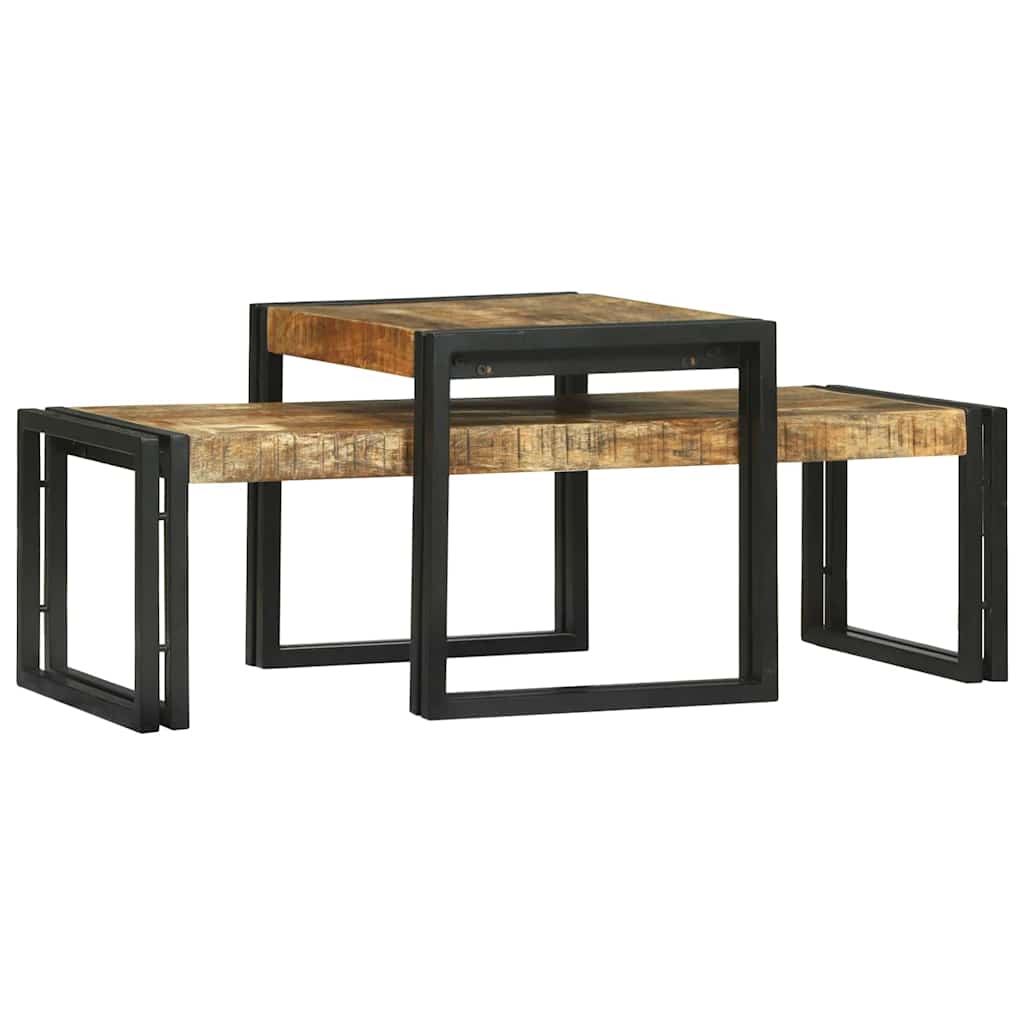 Soffbord Brun 2 pcs 48 x 40 x 40 cm massivt mangoträ
