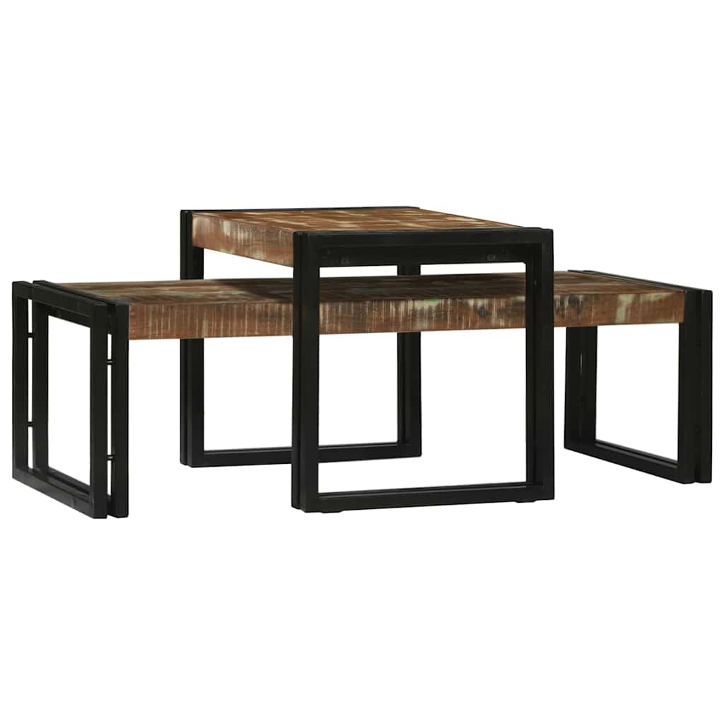 Soffbord Trä 2 pcs Flerfärgsdesign massivt återvunnet trä