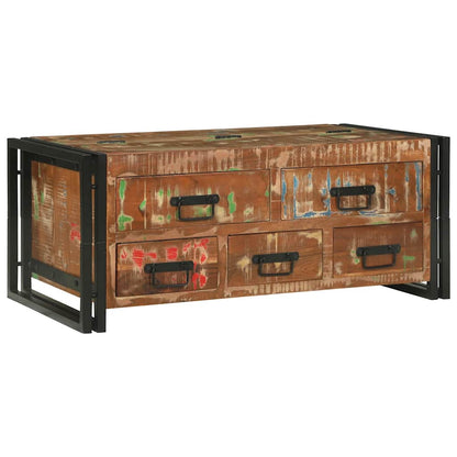 Soffbord Brun med låda 90 x 50 x 38 cm massivt återvunnet trä