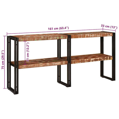 Avlastningsbord Konsollbord Trä med hylla Flerfärgsdesign massivt återvunnet trä
