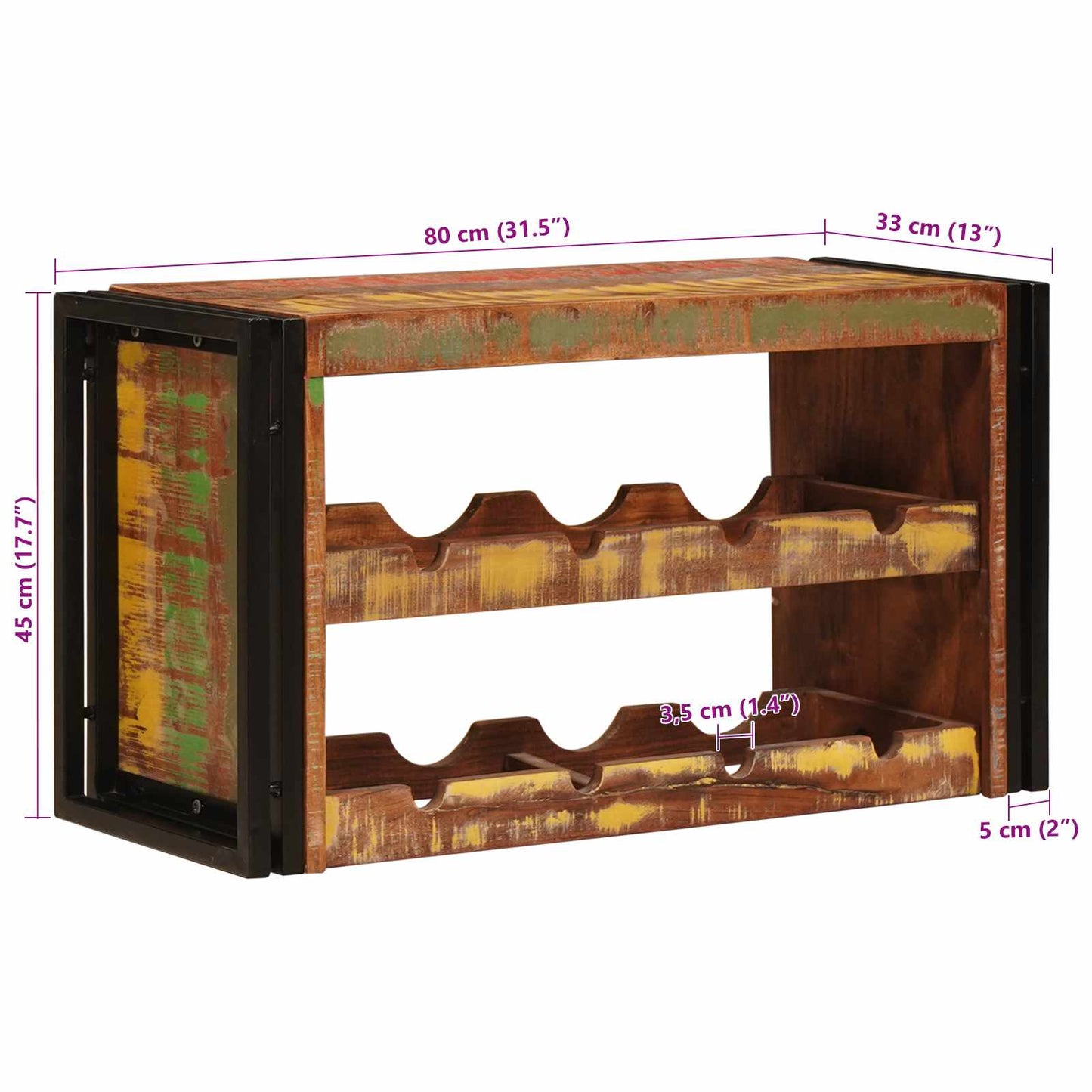 Vinställ Brun 100 x 45 x 33 cm Massivt återvunnet trä