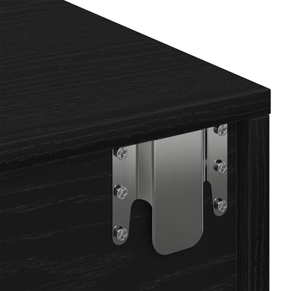 Vägghylla Svart med lådor 80x33x17 cm