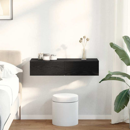 Vägghylla Svart med lådor 80x33x17 cm