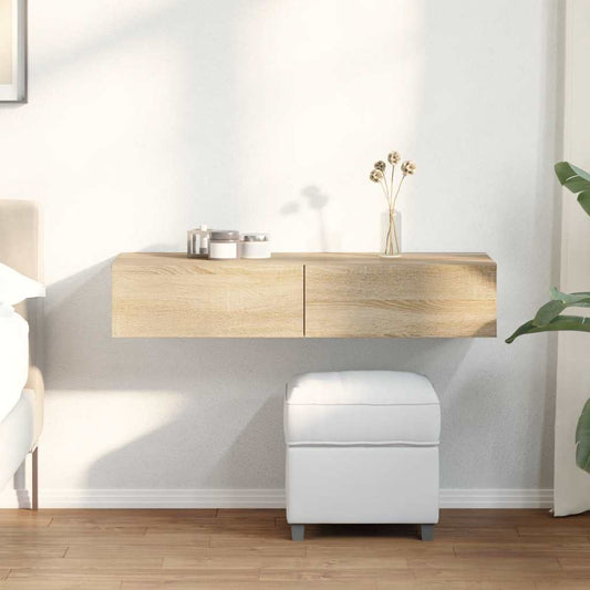 Vägghylla med lådor sonoma-ek 100x36x19 cm