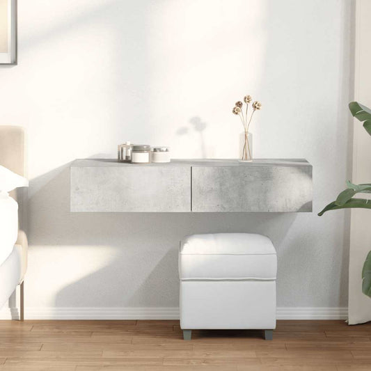 Vägghylla med lådor Betonggrå 100x36x19 cm