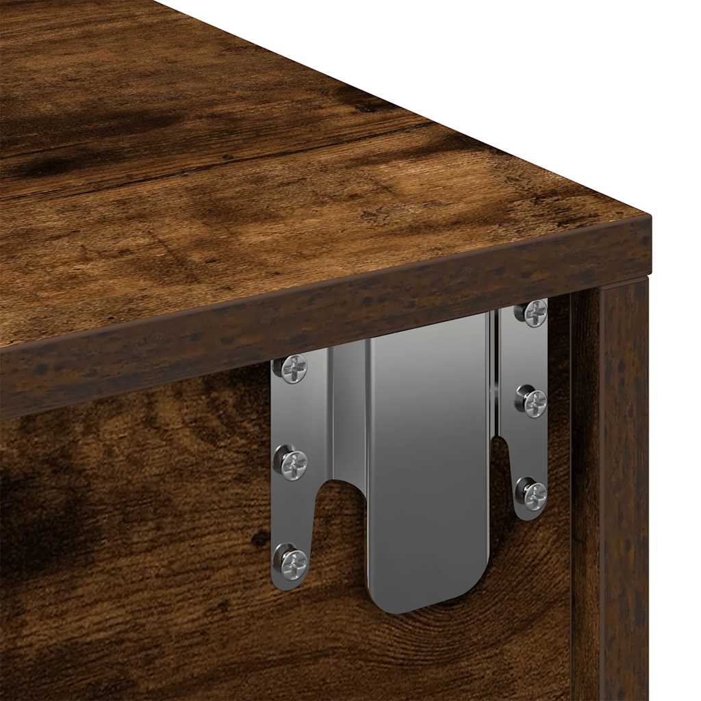 Vägghylla Rökfärgad Ek med lådor 100x36x19 cm