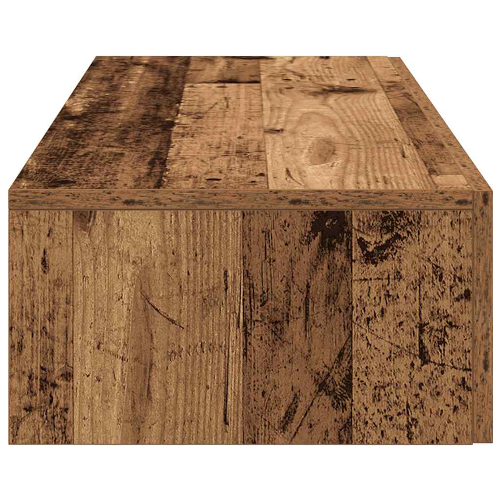 Vägghylla Åldrat Trä med lådor Åldrat Trä 100x36x19 cm