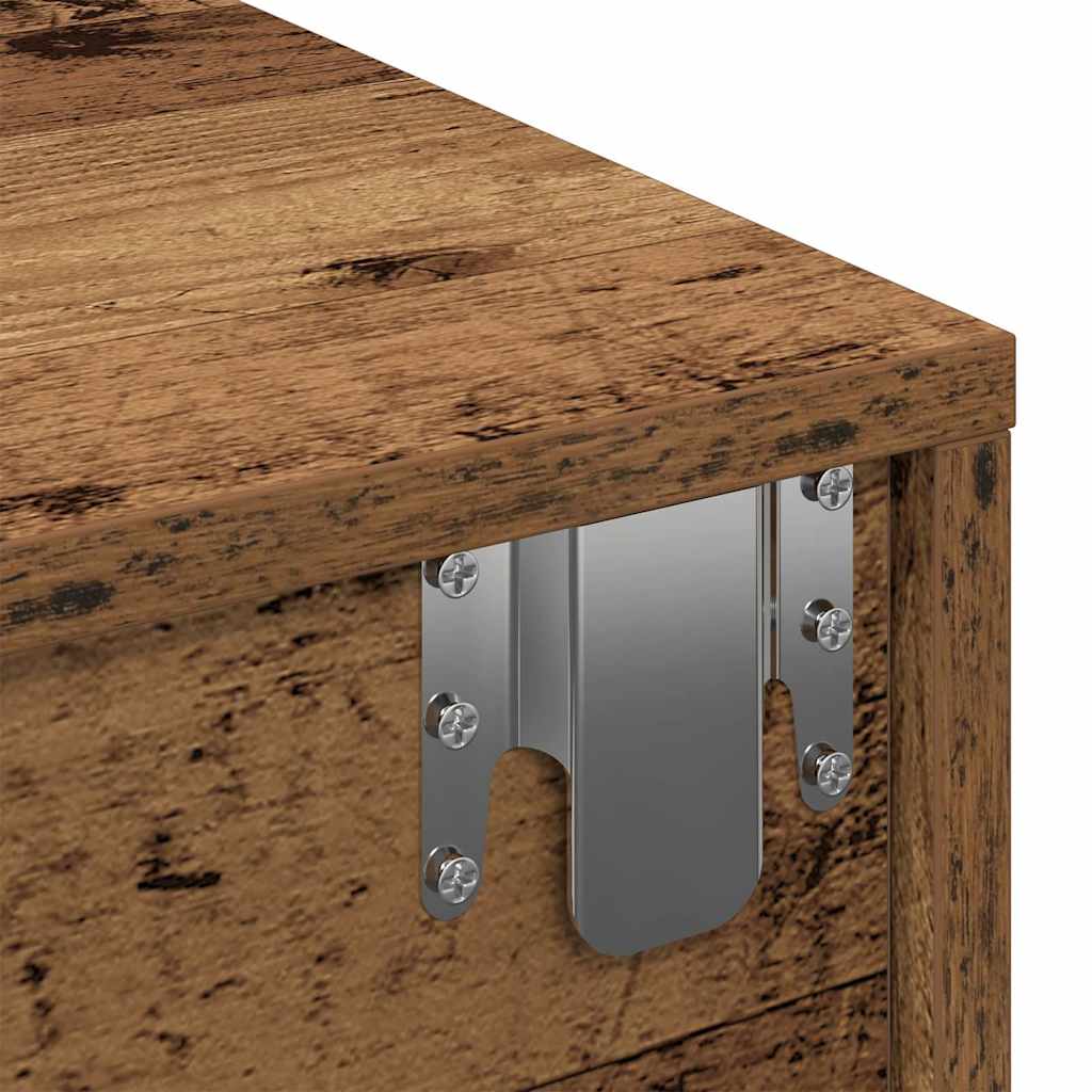 Vägghylla Åldrat Trä med lådor Åldrat Trä 100x36x19 cm