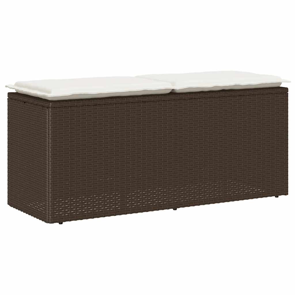 Trädgårdsbänk Konstrotting med dyna Brun 110x40x44 cm
