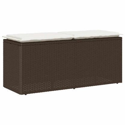 Trädgårdsbänk Konstrotting med dyna Brun 110x40x44 cm